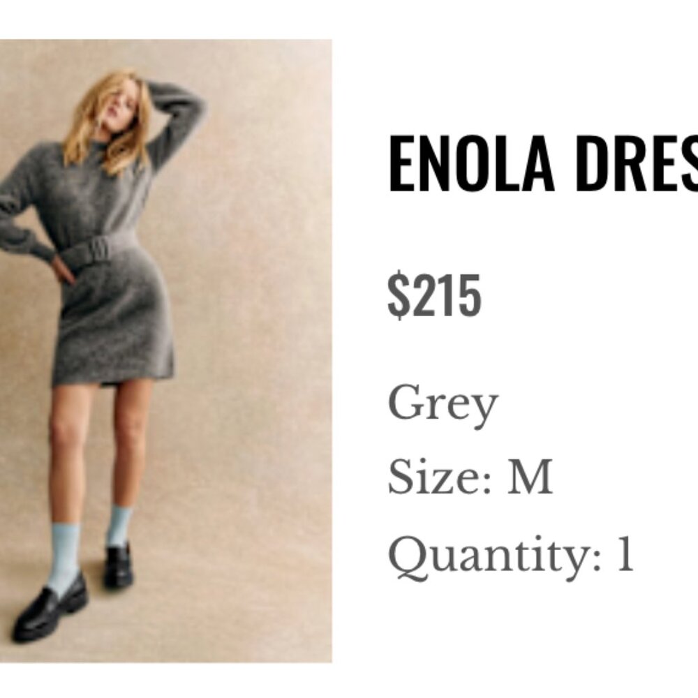 Sezane Enola Dress Grey - Size M